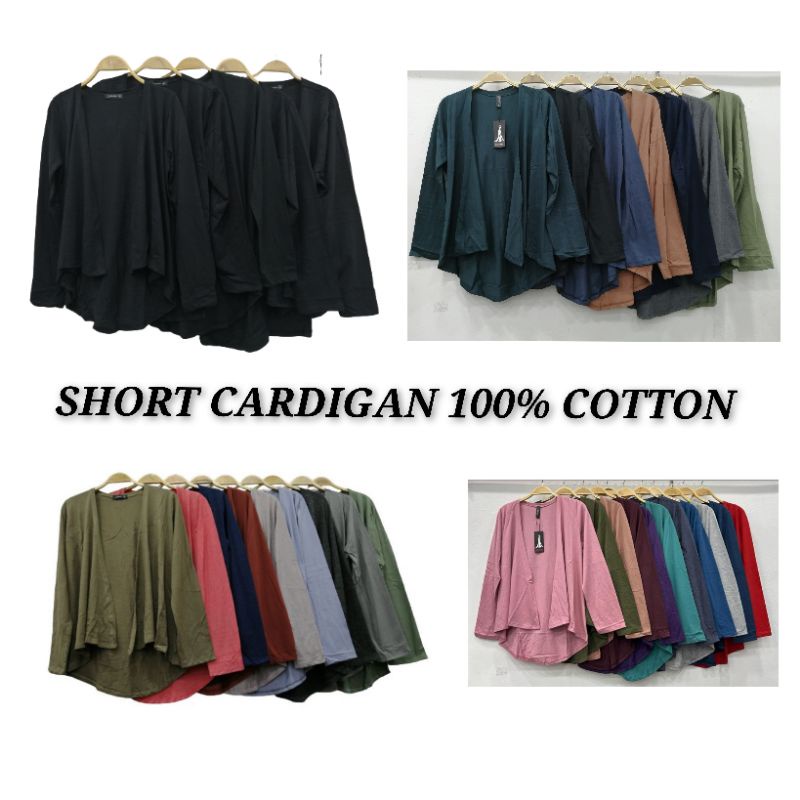 Cardigan Muslimah Open Front Long Sleeve Cardigan /Short Cardigan/ Kardigan Rajut Depan Terbuka /100% Cotton, Soft ,