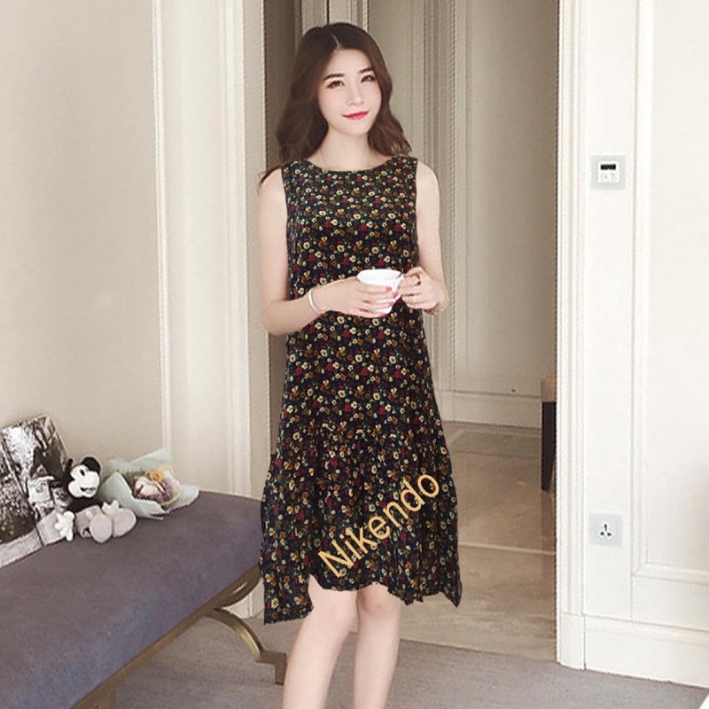 Váy Lanh Đuôi Cá Dáng Rộng, Đầm Xuông Chữ A Chất Lanh Nhung Mềm Cực Mát