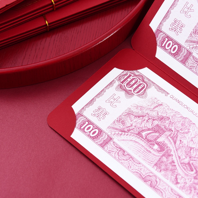 Bộ 6 Thiệp Chúc Mừng Năm Mới Dạng Gấp Màu Đỏ Chất Lượng Cao Họa Tiết Chữ Độc Đáo