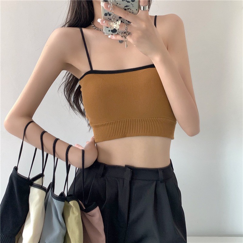 Áo Bra Cotton Nhiều Màu Phối Viền Đen Cá Tính 7580