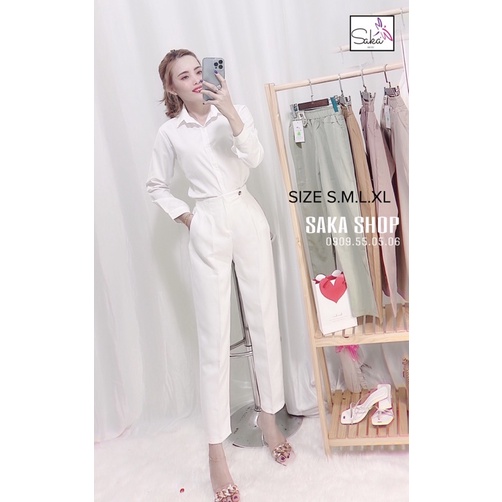 Quần baggy nút bọc phía sau lưng thun vải tuyết mưa dày dặn