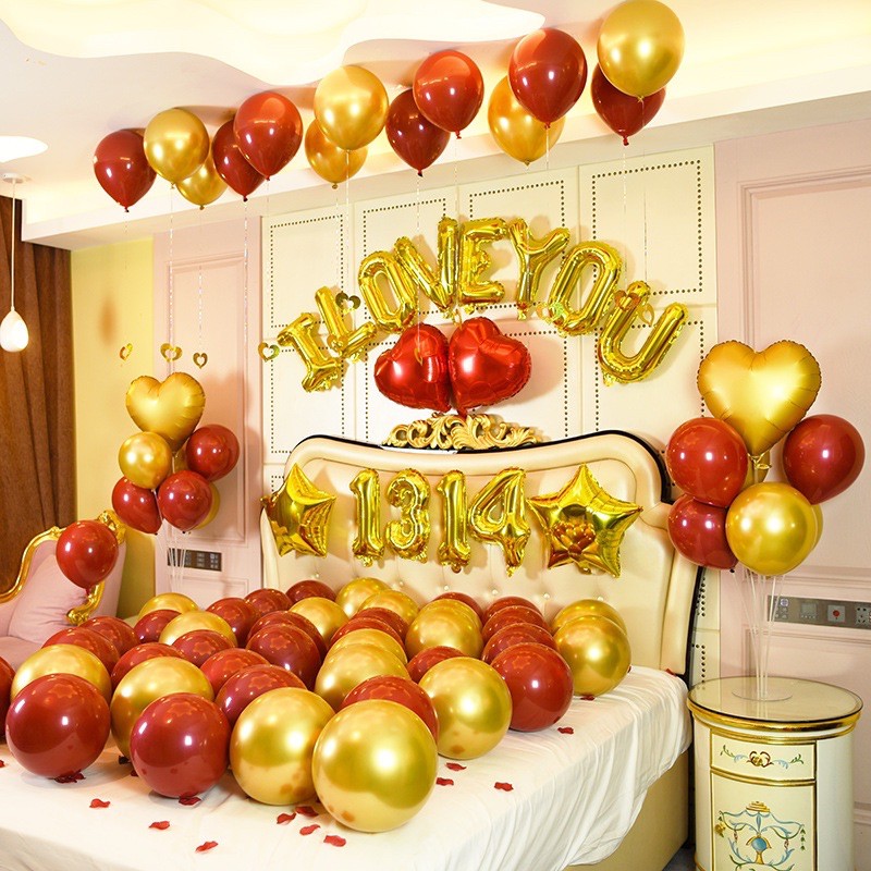 Bộ bóng bay trang trí phòng cưới Milkshop chọn mẫu các màu A90 ĐỦ PHỤ KIỆN