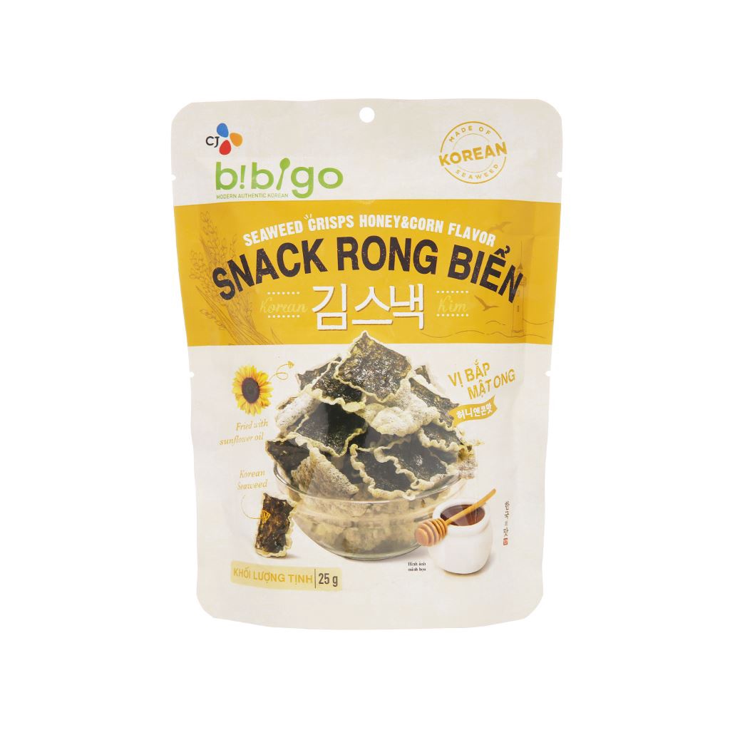 Snack Rong biển ăn liền Hàn Quốc Bibigo vị Bắp Mật ong 25g