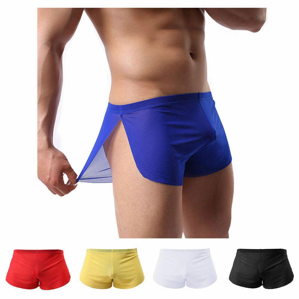 JUNE Quần Lót Boxer Vải Lụa Lưng Thấp Size M-XXL Cho Nam