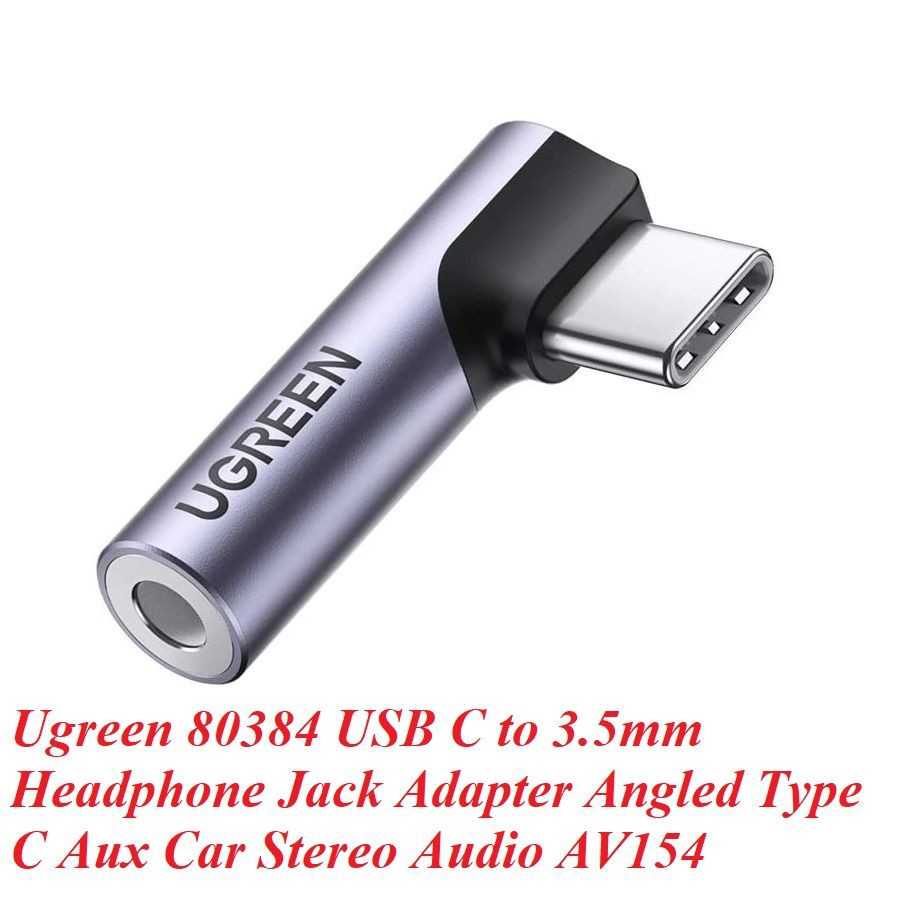 Ugreen 80384 Jack chuyển USB type C bẻ góc 90 độ ra 3.5mm Headphone Audio AV154