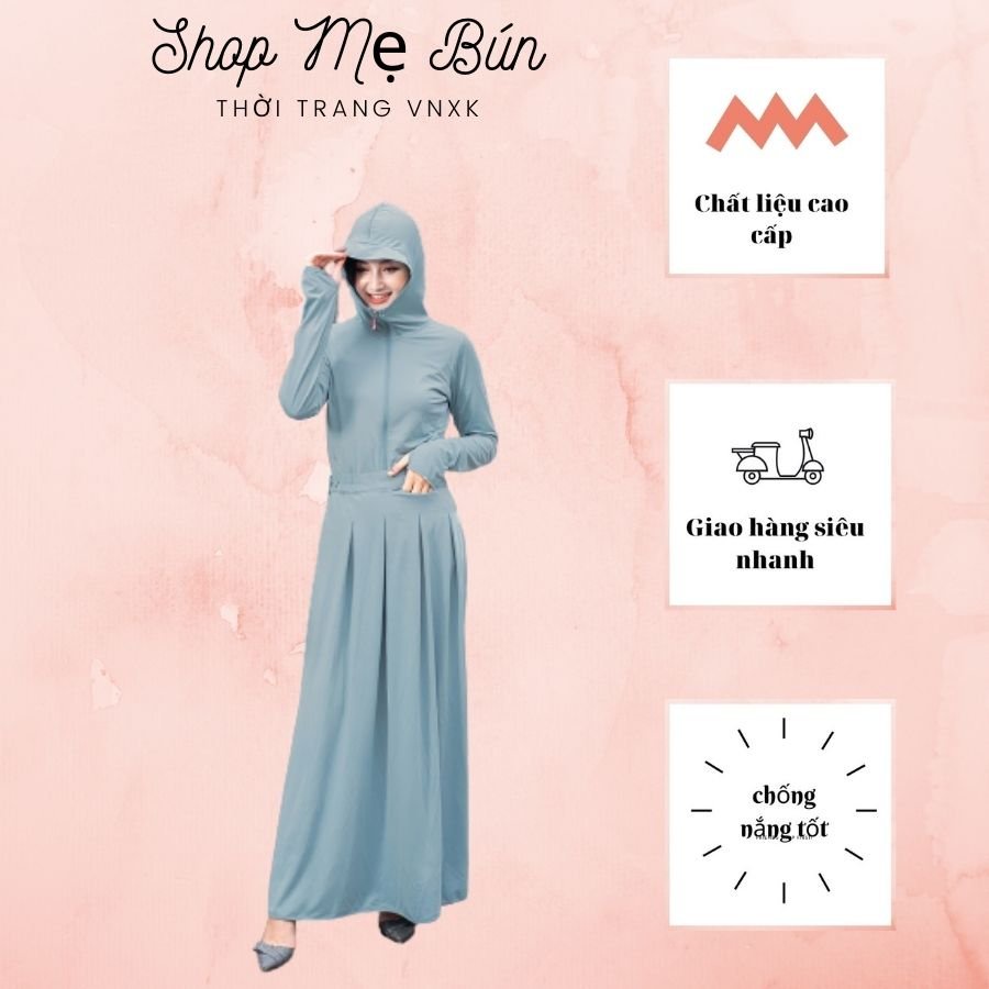 SET VÁY + ÁO CHỐNG NẮNG KHẨU TRANG CAO/ CÓ KHÓA MŨ