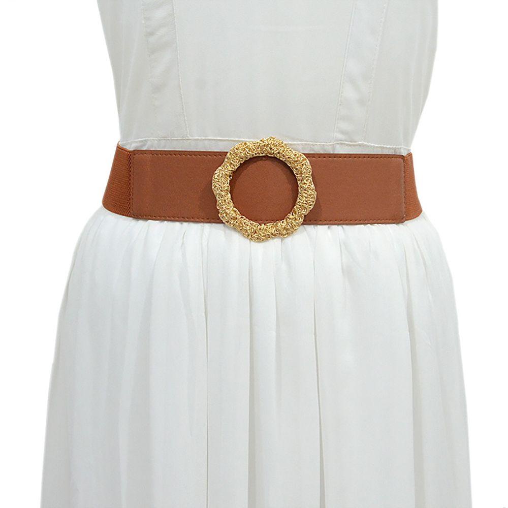 Thắt Lưng Vải Canvas Phối Hoa Bằng Da PU Màu Ngà Phong Cách Hàn Quốc Sang Trọng