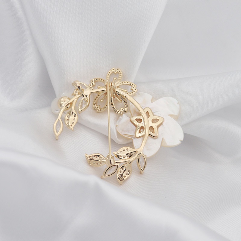 Ghim CàI ÁO HìNh VòNg Hoa ĐíNh Kim Cương NgọC Trai Giả ThờI Trang Cho Nữ