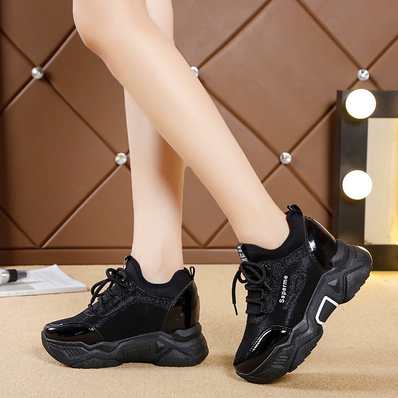 T205 giầy thể thao độn đế 8cm màu đen cá tính kèm ảnh thật,