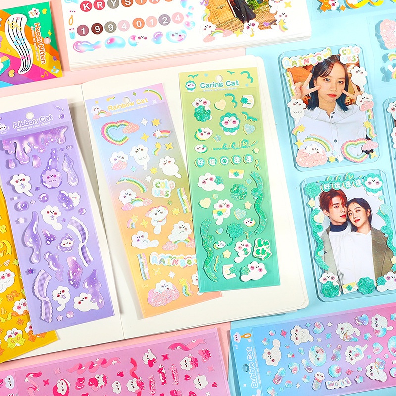 1 Tờ Nhãn Dán Mèo Hoạt Hình Dễ Thương