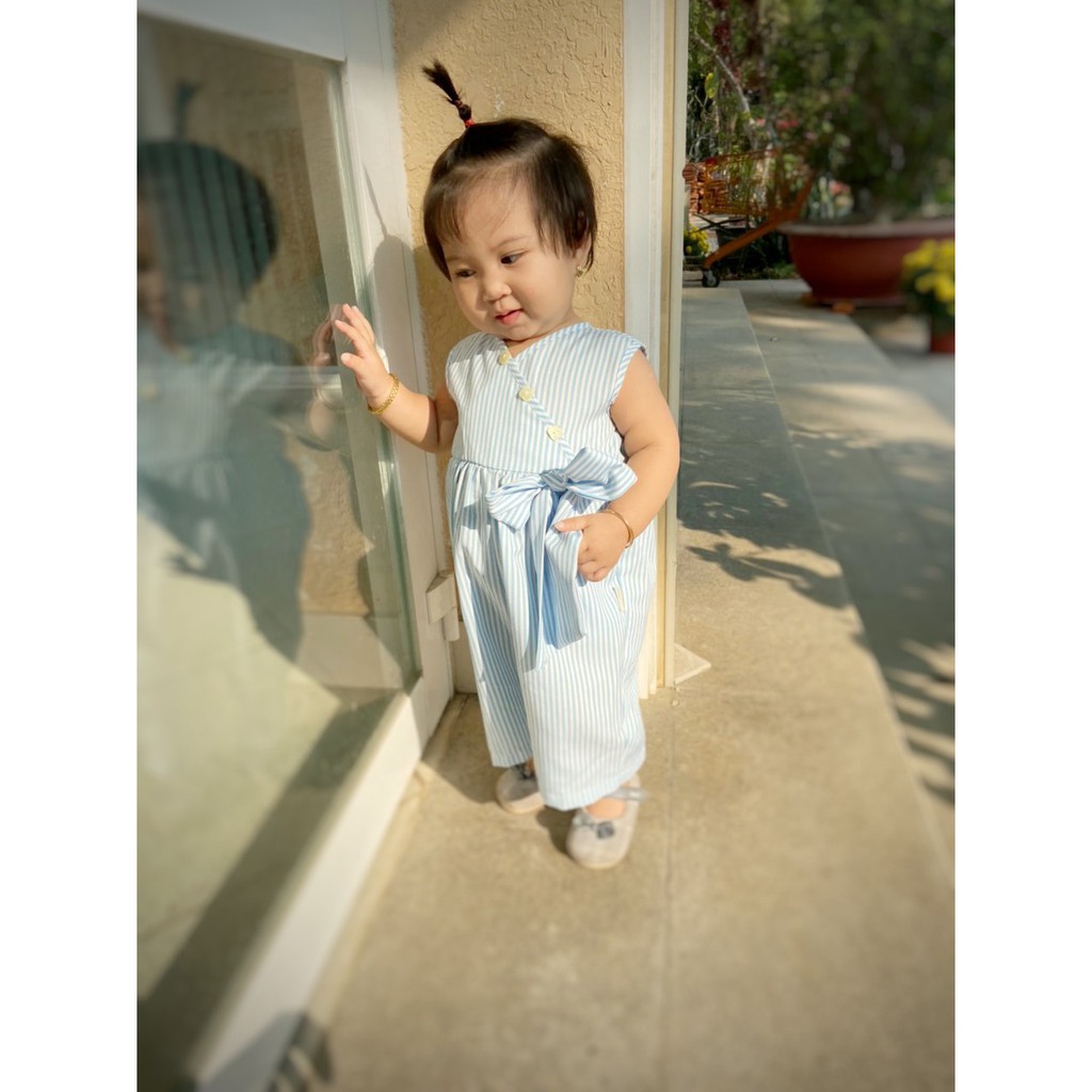 Set jumpsuit sát nách nơ eo fashion