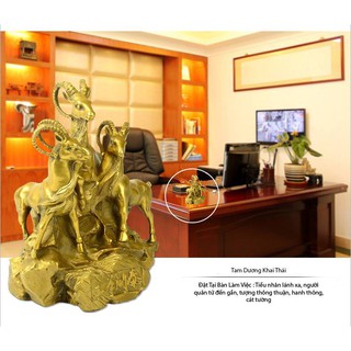 Tam Dương Khai Thái Bằng Đồng - Tiểu Nhân Lánh Xa, Quân Tử Đến Gần 12x12x6cm - Phong Thủy Thành Đô
