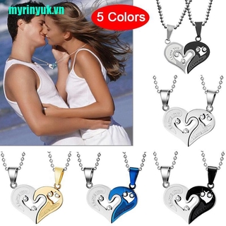 1 Cặp Dây Chuyền Đôi Mặt Trái Tim Bằng Sắt