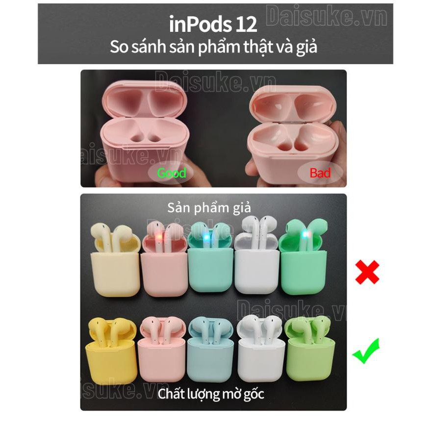 Tai nghe Bluetooth Inpods 12 , Tai nghe không dây Inpods 12 cảm biến vân tay nhiều màu sắc | BigBuy360 - bigbuy360.vn