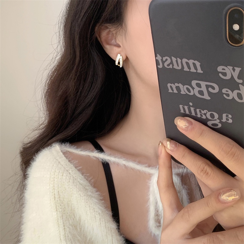 Khuyên Tai Kim Bạc S925 2022 Phong Cách Hàn Quốc Sang Trọng Cho Nữ F670