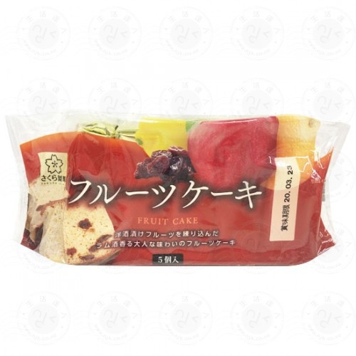 Bánh bông lan. tươi Sakura Fruit Cake Nhật Bản 5 packs 235g - 4573347089039