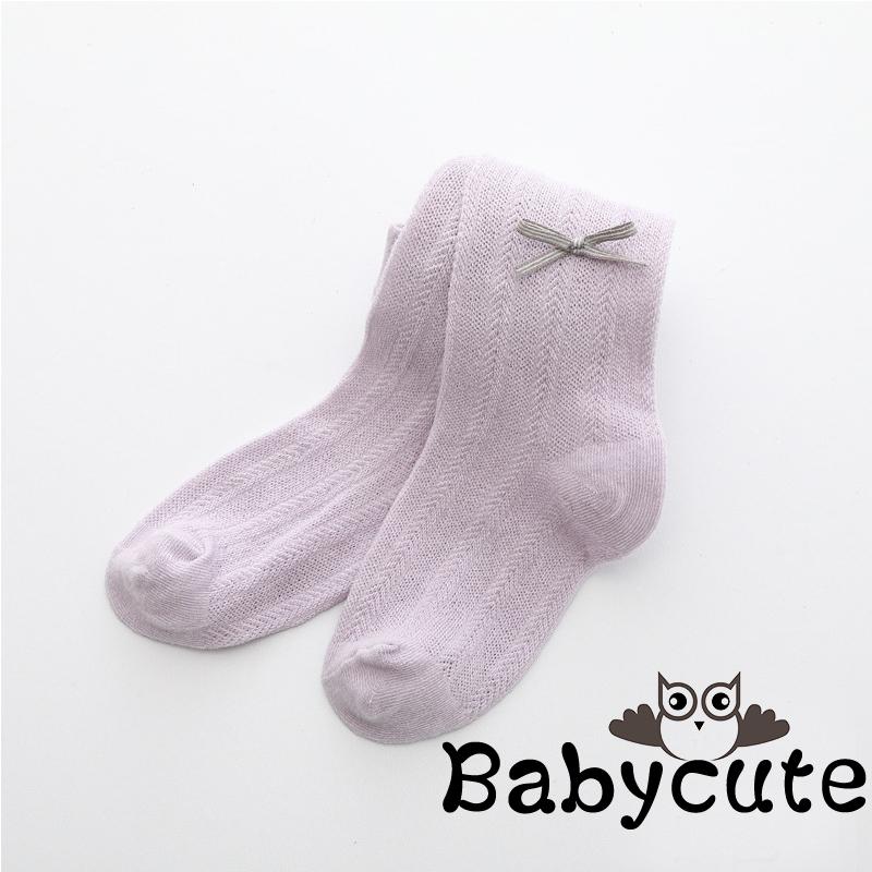 Vớ dài chống trượt đính nơ thắt dành cho bé gái tuổi tập đi