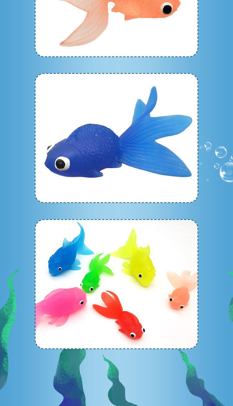 【ready stock】 Đồ chơi cá vàng mô phỏng quy mô lớn, nhiều màu sắc, keo mềm, mô hình động vật nhỏ, cá vàng câu cá trẻ em, đạo cụ dạy học sớm mẫu giáo