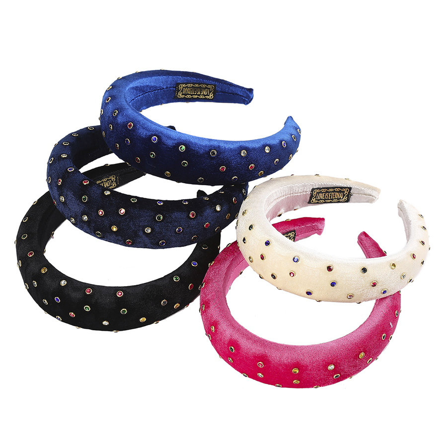 Băng Đô Cài Tóc Màu Trơn Đính Đá Lấp Lánh Phong Cách Hàn Quốc Cho Nữ