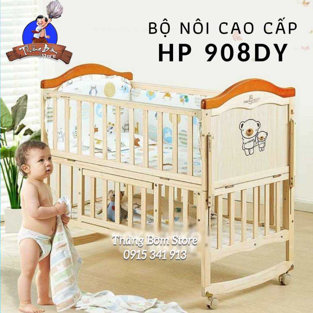 Nôi cho bé đa năng 2 tầng gỗ tự nhiên - 6 chế độ -  HP-908.DY