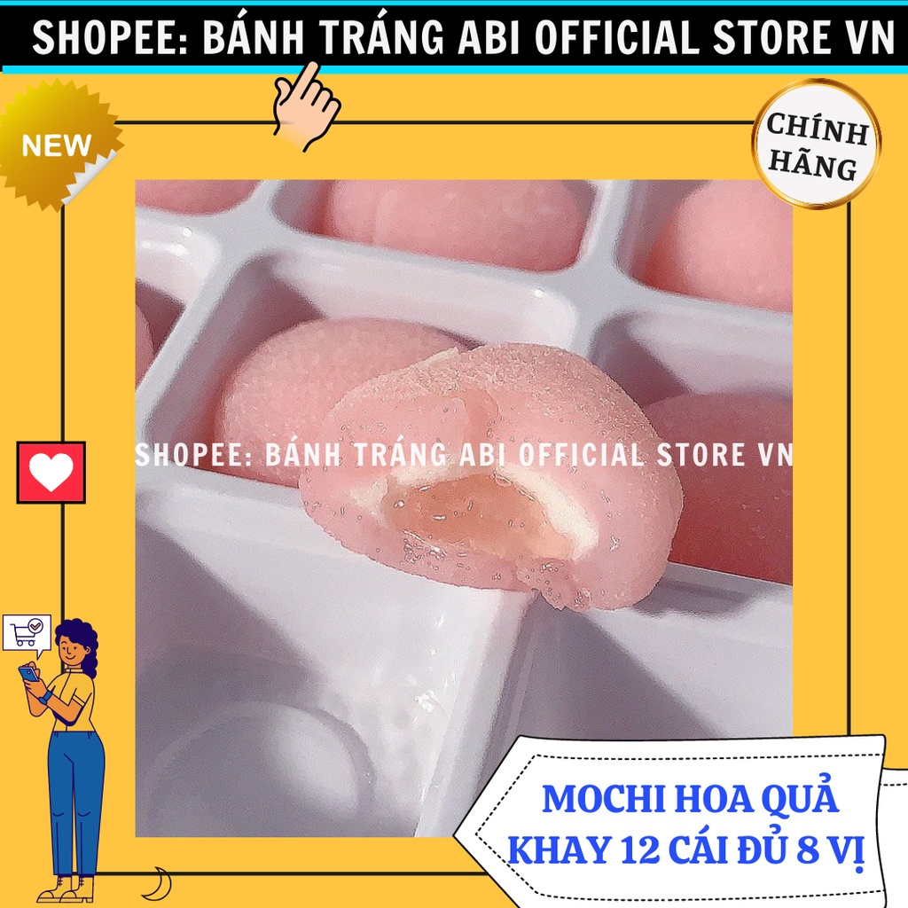 [MOCHI NGON] BÁNH MOCHI VỊ HOA QUẢ TƯƠI ĐỦ 8 VỊ KHAY 12 VIÊN 🥝