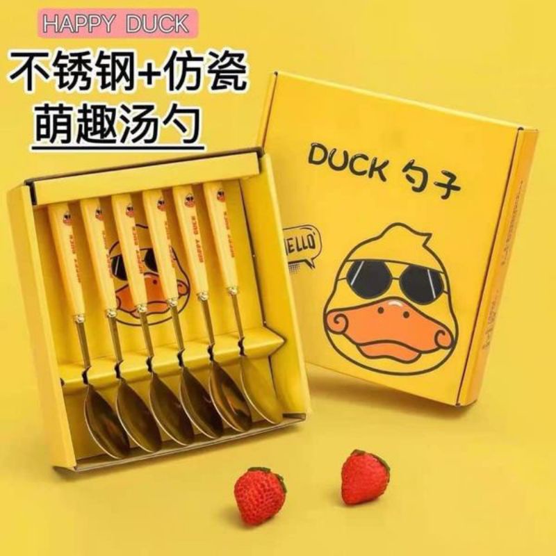 Thìa Inox Hình Vịt Vàng Dễ Thương 6 cái.