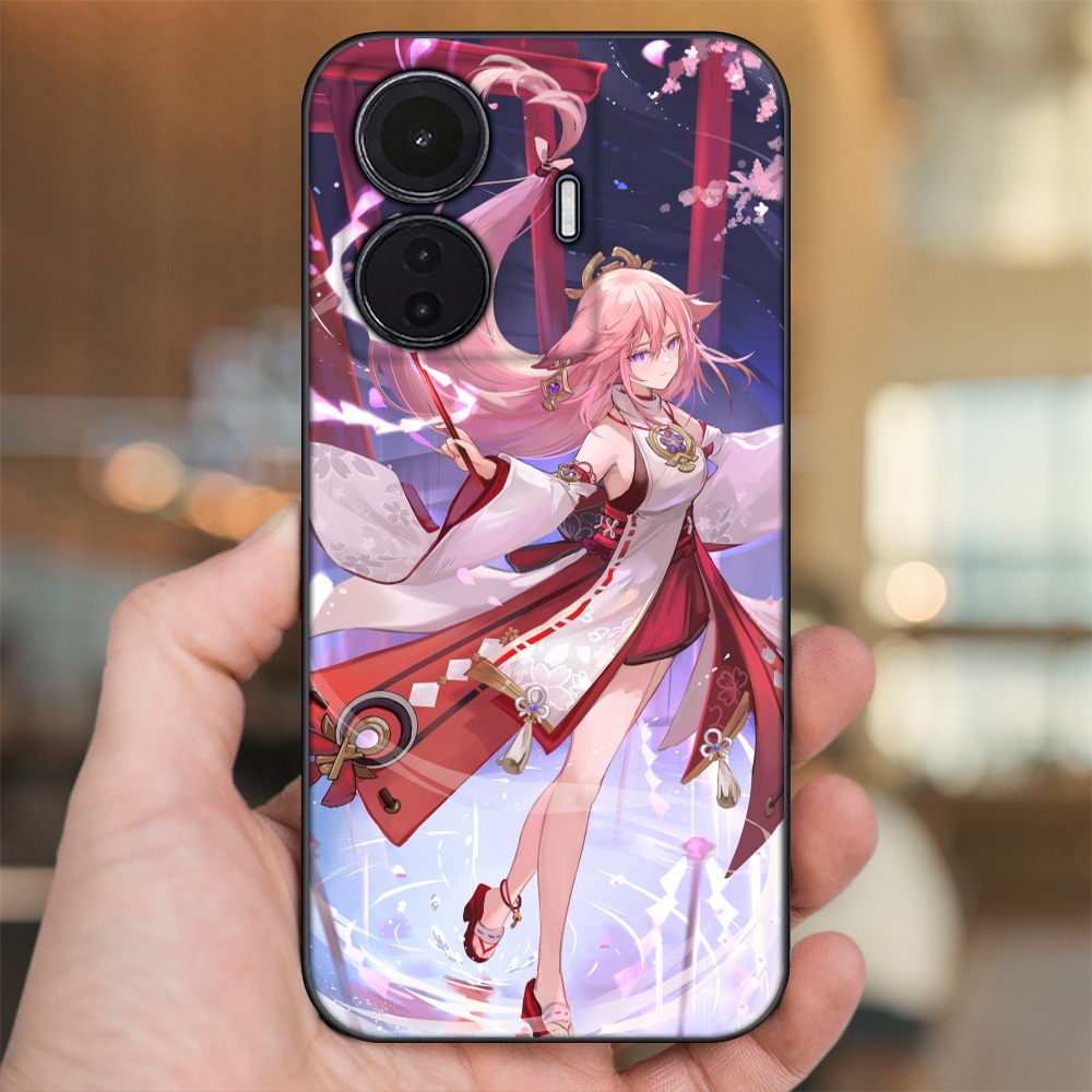 Ốp lưng Vivo S15e viền đen in hình Yae Miko Genshin Impact