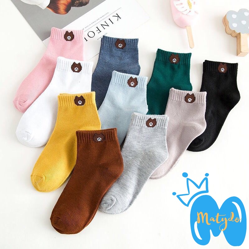 Tất vớ nữ cổ ngắn chất cotton đẹp cute dễ thương combo 5 đôi tất