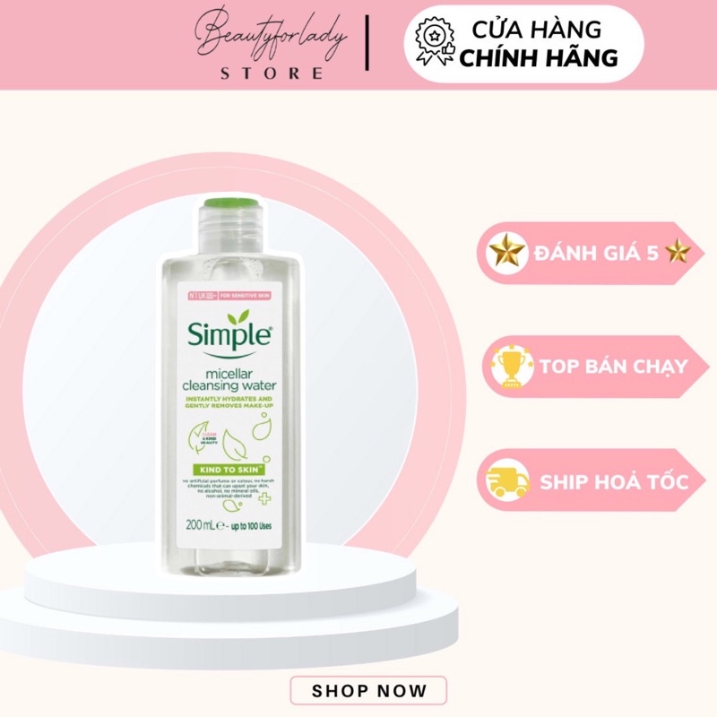 TẨY TRANG SIMPLE 200ml ( mẫu mới )