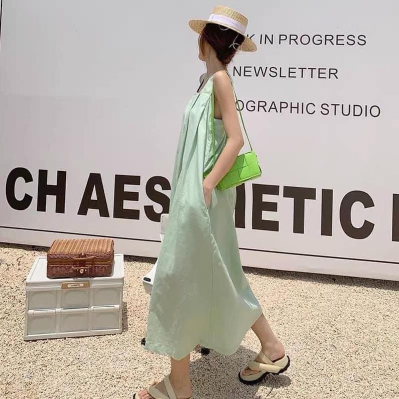 Váy Suông - Đầm Suông Hai Dây Bản To Màu Xanh Dáng Dài Hàng Bán Shop | BigBuy360 - bigbuy360.vn