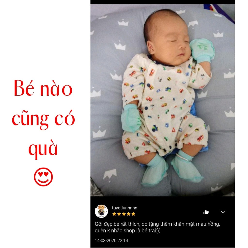 Gối chống trào ngược vải xô muslin cao cấp MERU đệm chống trào ngược sơ sinh