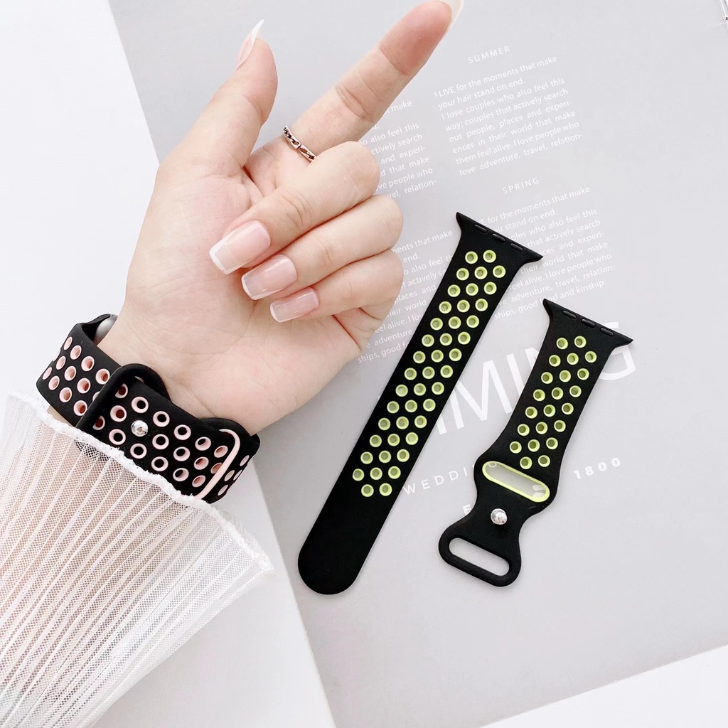 Dây Đeo Đồng Hồ Thể Thao Bằng Silicon Có Khóa Bướm Cho Apple Watch 40mm44mm Apple Watch 5 4 SE iwatch7 Series 6/5/4/3/SE 41Mm