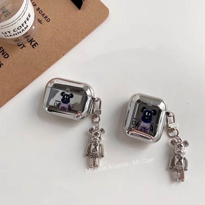 Case Airpods 1/2 /Pro Vỏ Ốp Tai Nghe Hình Kaws Màu Xanh Siêu Ngầu Tráng Gương Kèm Móc khoá - Mr.Case AirPods