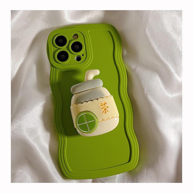 Ốp Điện Thoại Mềm Hình Trà Sữa Gắn Dây Ruy Băng Cho Iphone 14pro max 14 plus 12 pro max 11 pro max xs max xr x 13promax plus