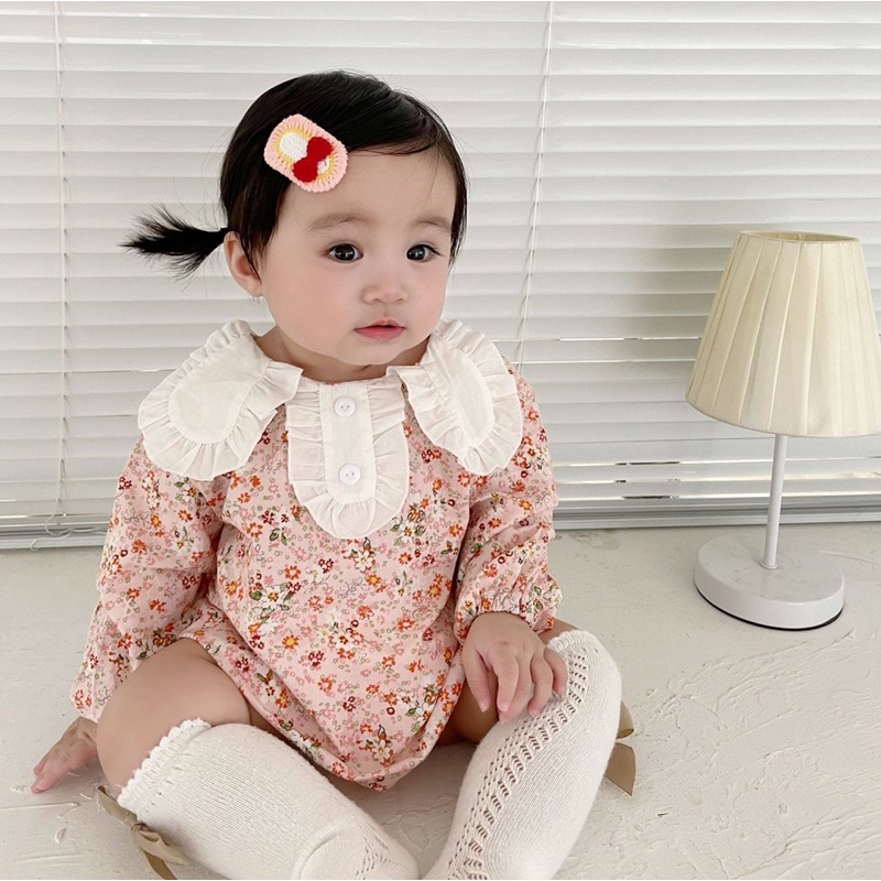 Áo Liền Quần Tay Dài Thu Đông Cho Bé Gái Phong Cách Hàn Quốc