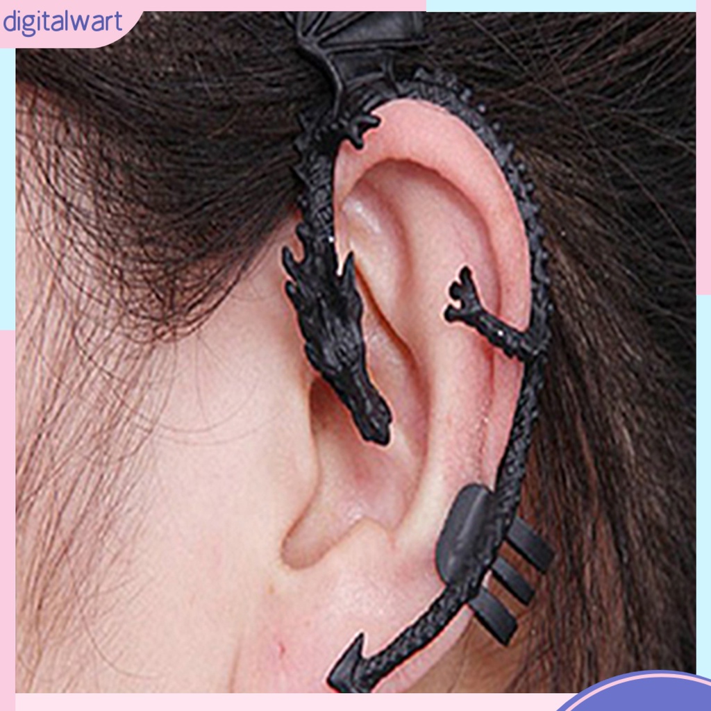 Khuyên vành tai đơn không xỏ lỗ thiết kế hình rồng phong cách retro cá tính dành cho nữ
