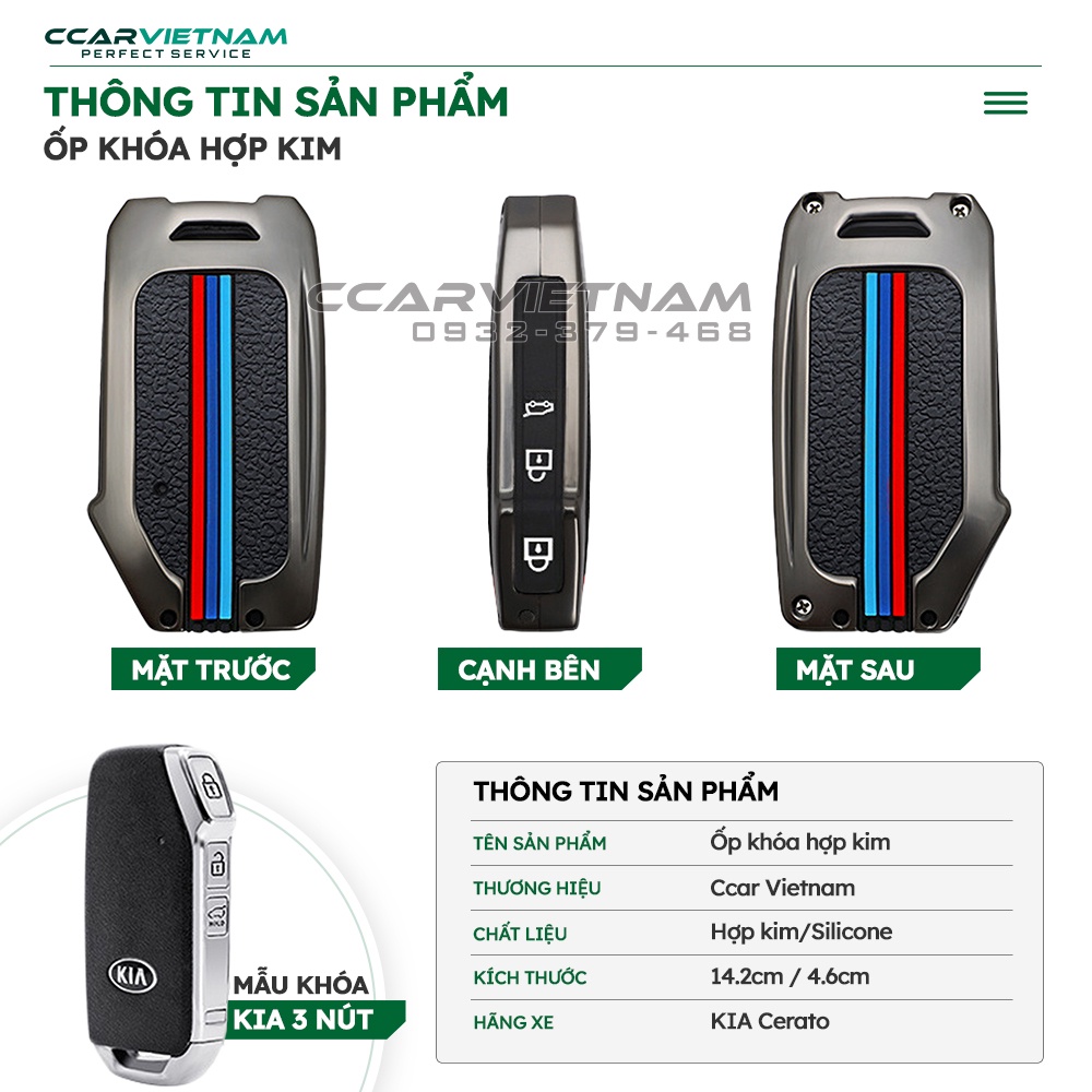 Ốp Chìa Khóa Ô Tô KIA Cerato 2019 (3 Nút) Cao Cấp - Bọc Khóa Hợp Kim Cho Xe Hơi - Ccar Vietnam