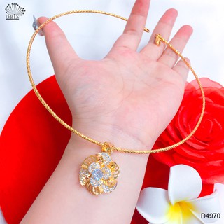 Kiềng cổ nữ dạng nhuyễn mặt hoa xoáy nhỏ đính đá thiết kế cao cấp Orin D4970