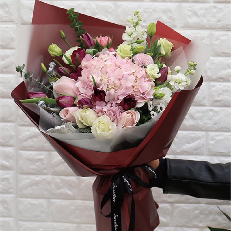 Tờ giấy gói quà/hoa hai màu sắc kết hợp chống thấm nước kích thước 58x58cm tiện lợi