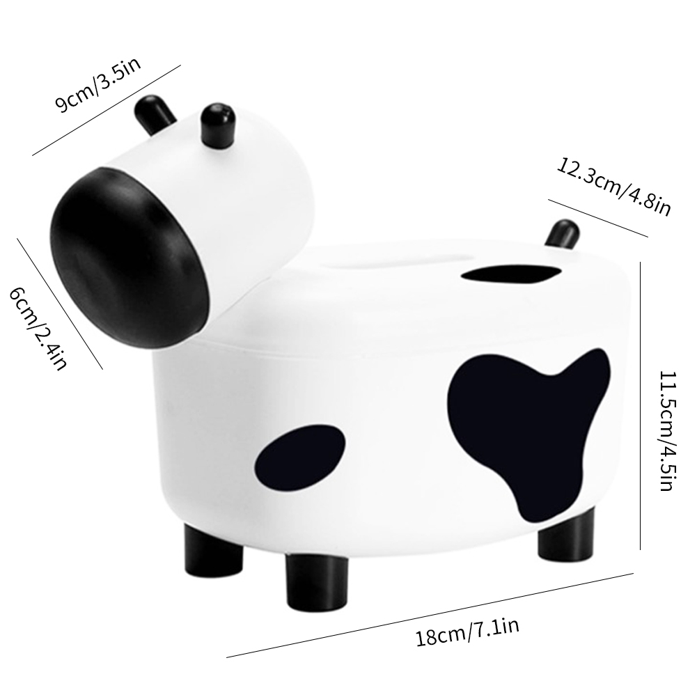 Hộp đựng khăn giấy để bàn thiết kế họa tiết bò sữa dễ thương tiện dụng