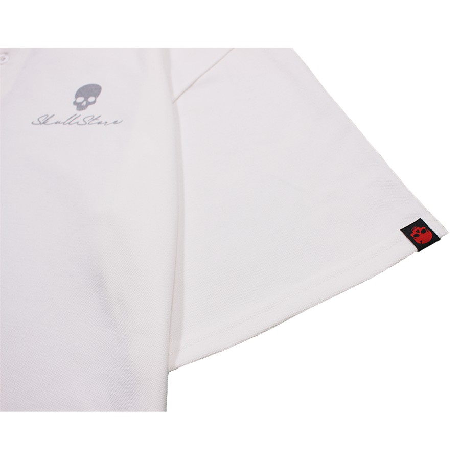 Áo thun Polo trắng unisex BigLogo SkullStore chính hãng vải cá sấu Cotton cao cấp - Thương hiệu SkullStore