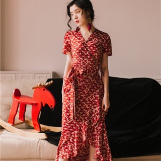  Váy hoa vintage vạt chéo Chụp Ảnh Thời Trang Nữ M51 