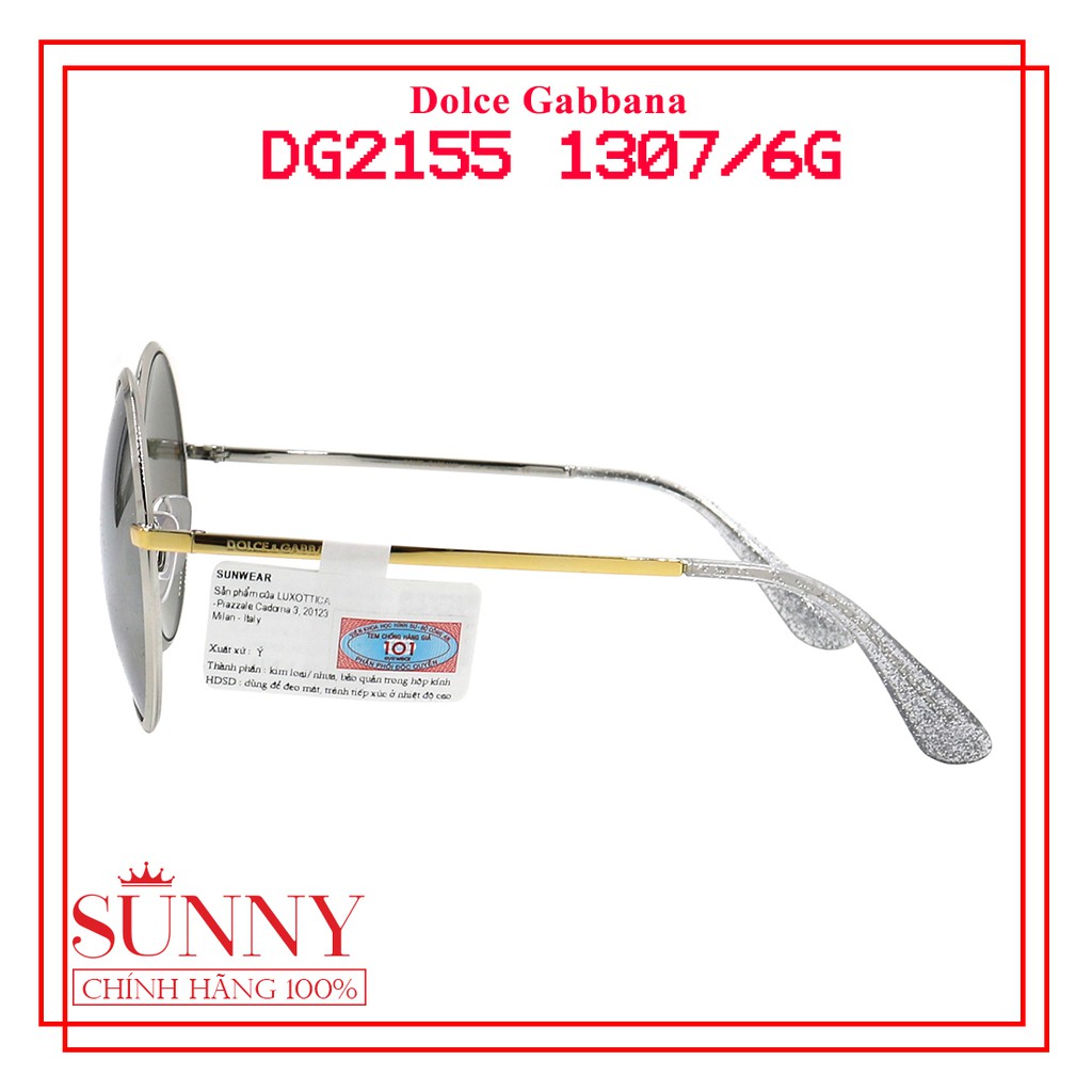 Kính mát chính hãng Dolce Gabbana DG2155 1307/6G màu sắc thời trang, thiết kế dễ đeo bảo vệ mắt