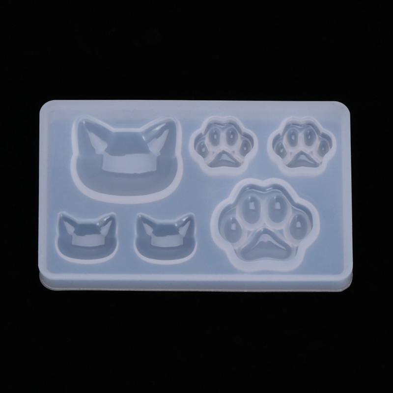 Khuôn Silicon hình chân mèo/mặt trăng tiện dụng đổ resin epoxy làm đồ trang sức/miếng lót ly