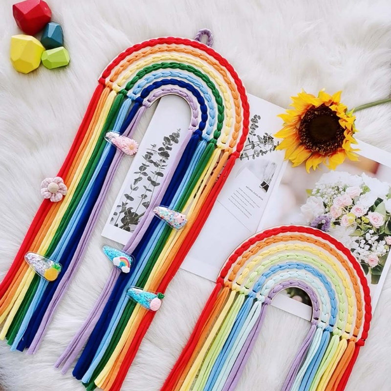 Phụ Kiện Kẹp Tóc / Dây Buộc Tóc / Nơ Màu Cầu Vồng Treo Tường Trang Trí Dành Cho Bạn Gái Hol