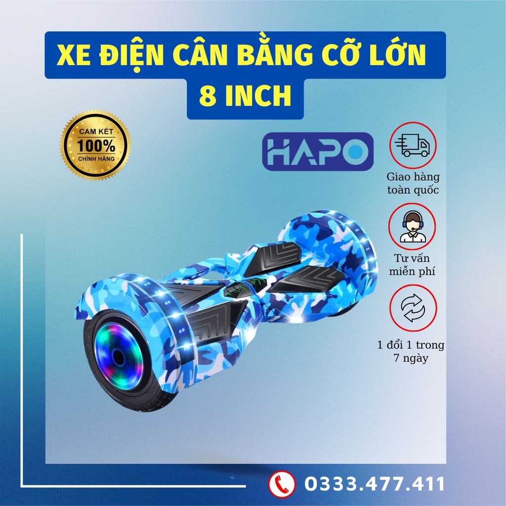 Xe điện cân bằng cao cấp 8 inch, xe cân bằng kết nối bluetooth đèn led chiếu sáng, đồ chơi thông minh hot nhất 2022