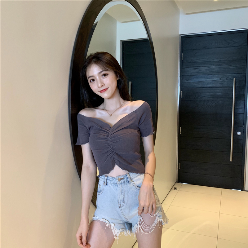 Áo Croptop Nữ Tay Ngắn Phong Cách Hàn Quốc