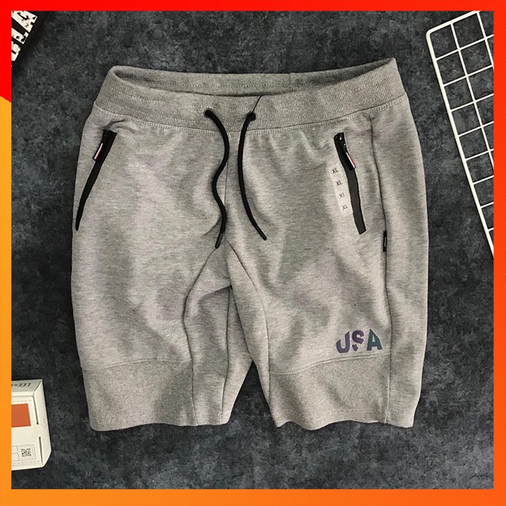 Quần Short Nam 🚸FREESHIP – HÀNG CHẤT🚸 Có Dây Buộc Khóa Kéo Logo Đổi Màu, Thun Nỉ Cao Cấp