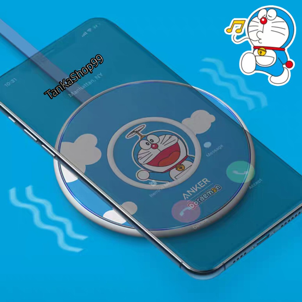 Đế Sạc Không Dây Anker x Doraemon PowerWave Slim Pad Max 15W - A2532 Sạc Nhanh Chuẩn Qi