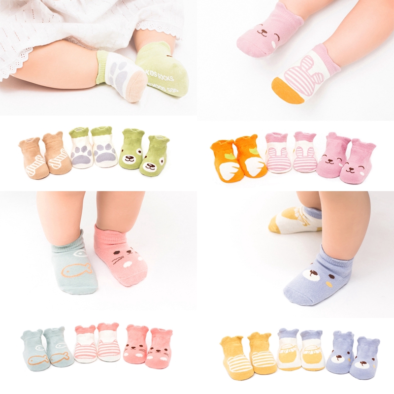 Set 3 Đôi Tất Cotton Hoạ Tiết Hoạt Hình Dành Cho Bé 1-3 Tuổi